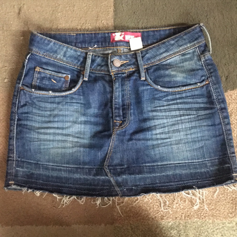 Destressed Denim Mini Skirt